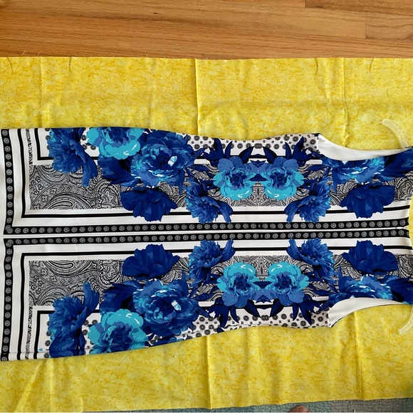 INC International Concepts Blue and Black Floral Pencil dress - Picture 2 of 6